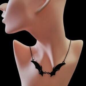 Black bat wing choker necklace